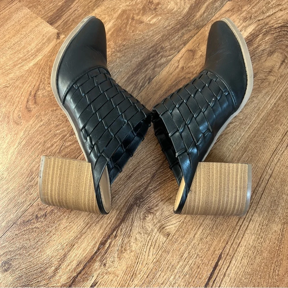 LC Lauren Conrad Woven Mule Heels Black Pointed Toe Size 6.5 - Picture 7 of 11